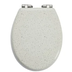 Abattant WC bois blanc motif granit déclipsable frein de chute taille universelle