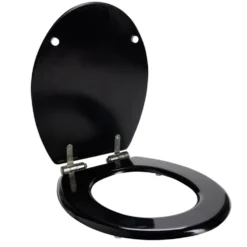 Abattant WC en bois noir déclipsable et frein de chute taille universelle