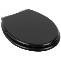 Abattant WC noir avec frein de chute réglable déclipsable 46x36cm