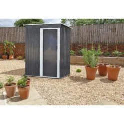 Abri de jardin en métal gris 163x88xH182cm