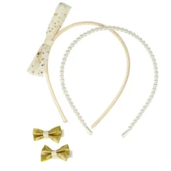Accessoire cheveux fille x4 serres tête et barrettes noeuds (2 modèles)