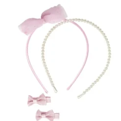 Accessoire cheveux fille x4 serres tête et barrettes noeuds (2 modèles)