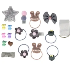 Accessoires pour cheveux 18 pièces élastique/barette/pince/ruban
