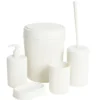 Accessoires salle de bain x5 plastique strié (2 modèles)