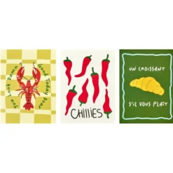 Affiche déco x3 papier thème cuisine 30x40cm (4 modèles)