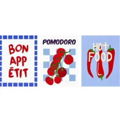 Affiche déco x3 papier thème cuisine 30x40cm (4 modèles)