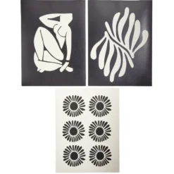 Affiche papier x3 thème contemporain noir et beige 30x40cm