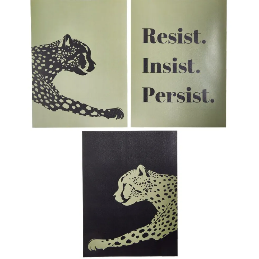 Affiche papier x3 thème guépard noir et gris 30x40cm