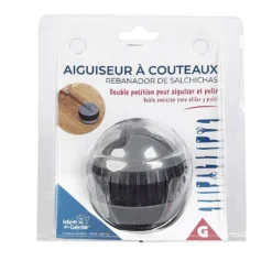 Aiguiseur à couteaux double position gris et noir