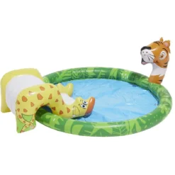 Aire de jeu avec toboggan et jet d'eau Funky girafe tigre Ø150xH54cm