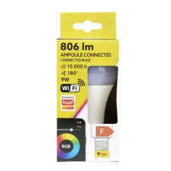 Ampoule LED connectée couleurs changeantes RGB 180° E27 806lms 9W