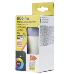 Ampoule LED connectée couleurs changeantes RGB 180° E27 806lms 9W