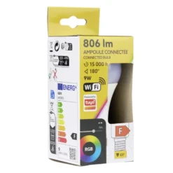 Ampoule LED connectée couleurs changeantes RGB 180° E27 806lms 9W