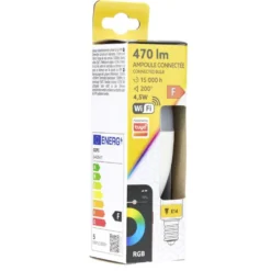 Ampoule LED connectée couleurs changeantes RGB 200° E14 470lms 4,5W