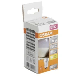 Ampoule LED E14 G45 blanc chaud Osram 4,9W=40W 470lms classe F