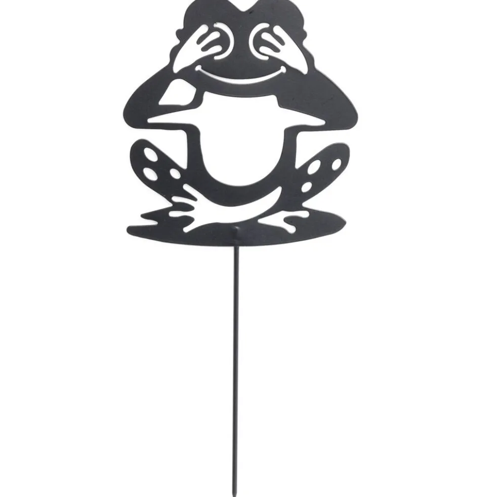 Animal déco à planter grenouille métal noir H37cm