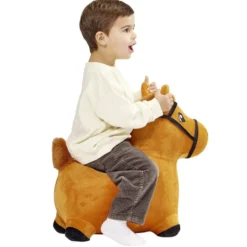 Animal sauteur cheval marron à gonfler 27x53xH53cm