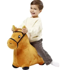 Animal sauteur cheval marron à gonfler 27x53xH53cm