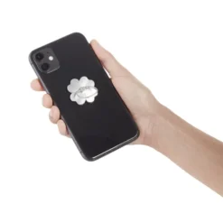 Anneau support téléphone adhésif rotatif forme fleur rose ou blanc