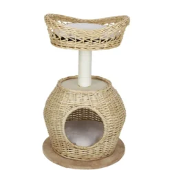 Arbre à chat en jacinthe beige Ø45xH72,5cm