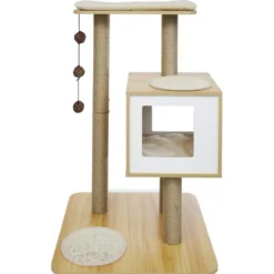 Arbre à chat 2 niveaux marron H84,5 cm