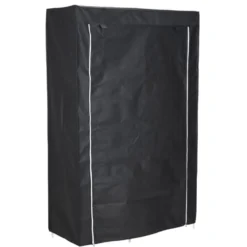 Armoire dressing tissu 1 penderie 6 cases noire 105x45xH165,5cm