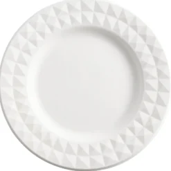 Assiette carton x8 canne à sucre bagasse contour façon diamant blanc Ø18cm