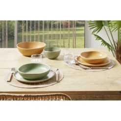 Assiette creuse en faïence jaune Ø20xH4cm