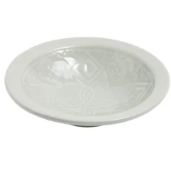 Assiette creuse faïence à couscous unie verte avec motif en relief Ø22xH5cm