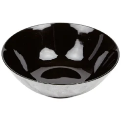 Assiette creuse noir décor marbre gris Ø18cm