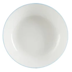 Assiette creuse porcelaine blanc liseré bleu clair Ø20cm