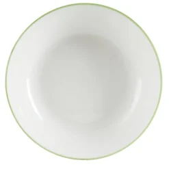 Assiette creuse porcelaine blanc liseré vert Ø20cm
