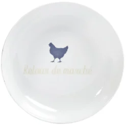 Assiette creuse porcelaine blanche designe poule Ø21cm