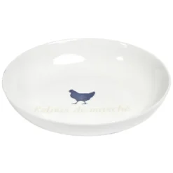 Assiette creuse porcelaine blanche designe poule Ø21cm