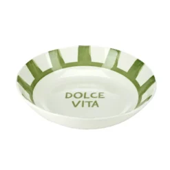 Assiette creuse porcelaine "Dolce Vita" blanche et verte Ø20cm