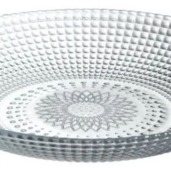 Assiette creuse ronde effet relief blanc transparent Ø21 cm