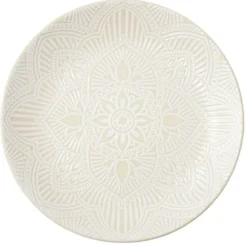 Assiette creuse ronde Sahara arabesque céramique beige Ø27cm