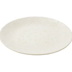 Assiette creuse ronde Sahara arabesque céramique beige Ø27cm