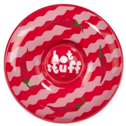 Assiette de présentation dolomite compartiment sauce motif piment Ø24cm (2 modèles)