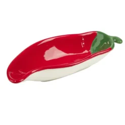 Assiette de présentation dolomite forme piment rouge L22cm