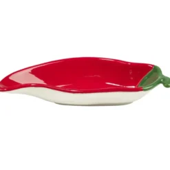 Assiette de présentation dolomite forme piment rouge L22cm