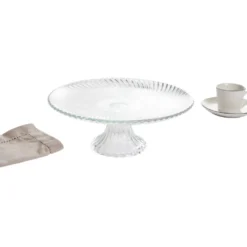Assiette de présentation sur pied verre transparent Ø25,7xH9cm