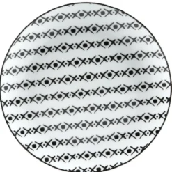 Assiette à dessert blanche motif ligne de croix noir Ø19cm