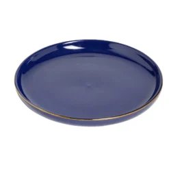 Assiette à dessert bleue bordure dorée Ø20cm