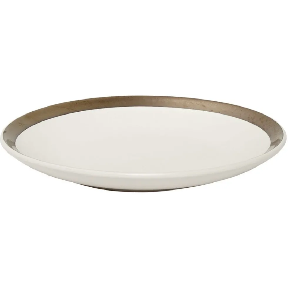 Assiette à dessert faïence bord liseré doré Ø20cm (2 modèles)