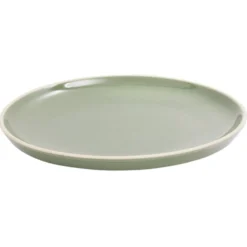 Assiette à dessert faïence vert bord liseré crème Ø20cm