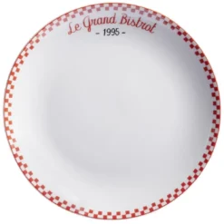 Assiette à dessert "Le grand bistrot" bord damier rouge blanc Ø19cm