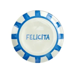 Assiette à dessert porcelaine "Felicita" blanc bleu Ø20cm