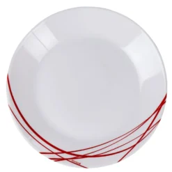 Assiette à dessert ronde Arcopal blanche lignes rouges Ø18cm