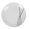 Assiette à dessert ronde blanche lignes gris noir Ø19cm